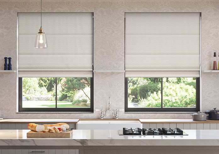 Dew Drop, Metallic Ivory - Motorised Roman Blind - Image 3